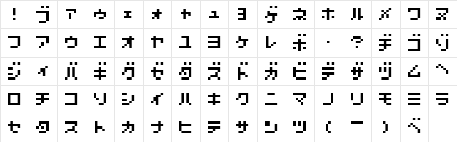 7pxkbus Regular  glyph index