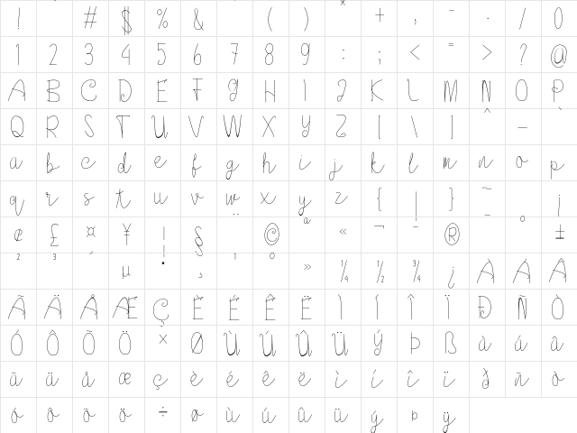 Askania Regular  glyph index