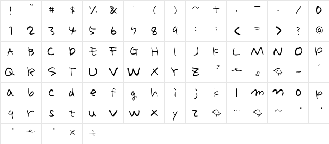 Holiday-MDJP03 Regular  glyph index