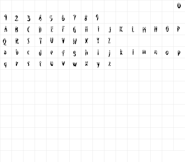 SnowFont Regular  glyph index