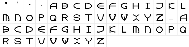 New Regular  glyph index