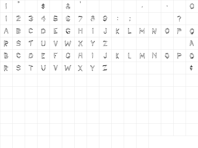 Jelly 4 Regular  glyph index