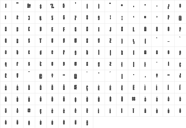 Lusta EightySans  glyph index