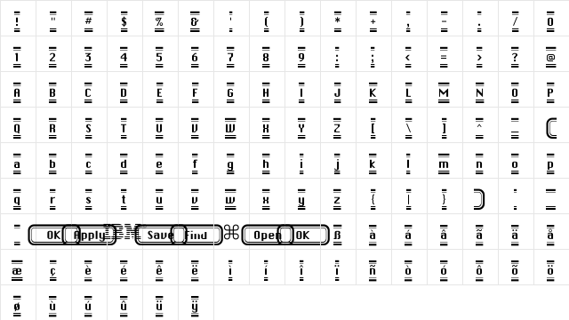 ButtonHilightFLF Regular  glyph index