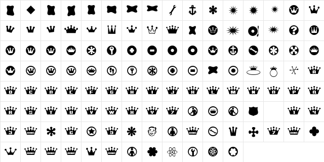 Kingbats Medium  glyph index