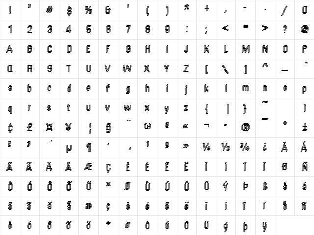 DTCRoughM54 Regular  glyph index