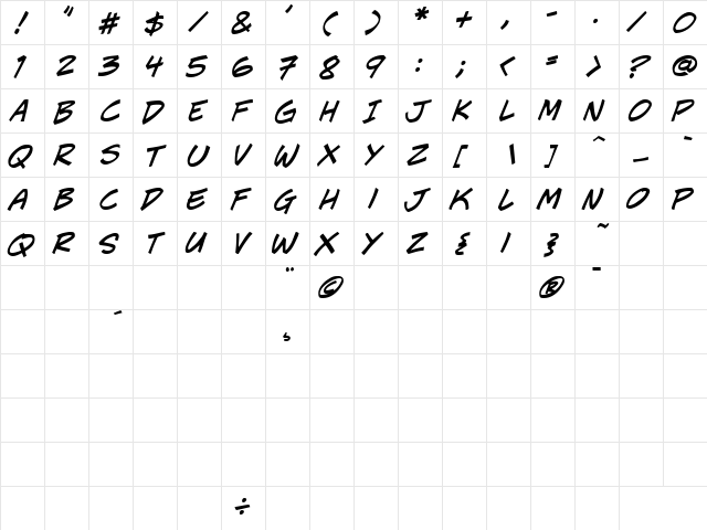 CCJeffCampbell Italic  glyph index