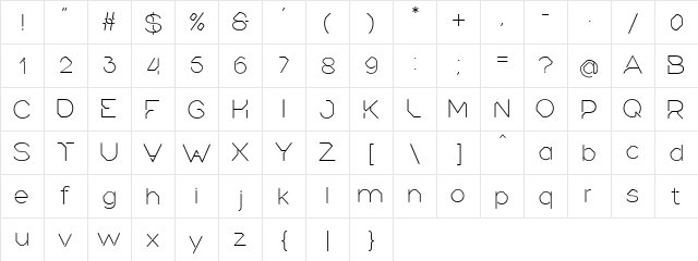 Heroic Regular  glyph index