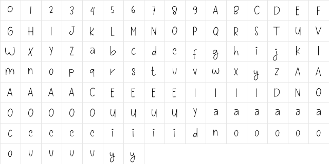 Love and sweet massage Regular  glyph index