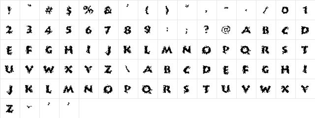 Huckle Buff Regular  glyph index