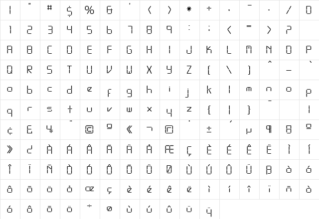 L Regular  glyph index