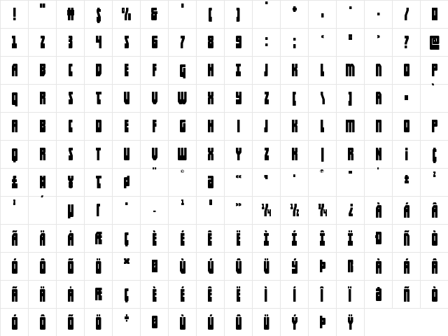Elastic Lad Expanded Regular  glyph index