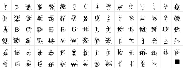 Mosh Pit Regular  glyph index