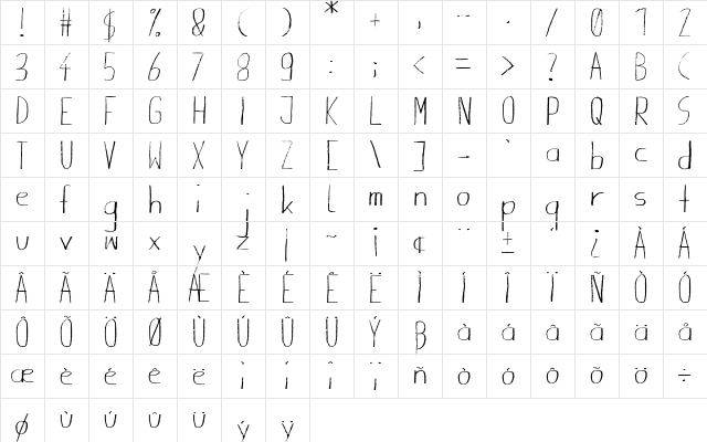 Giraffenhals Extended  glyph index