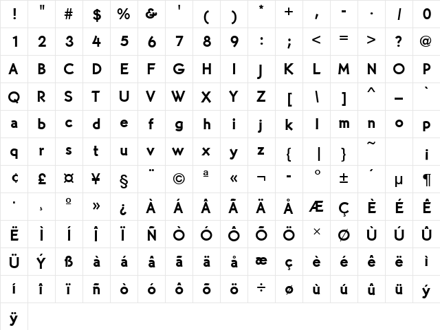 MartinGotURWTBol Regular  glyph index