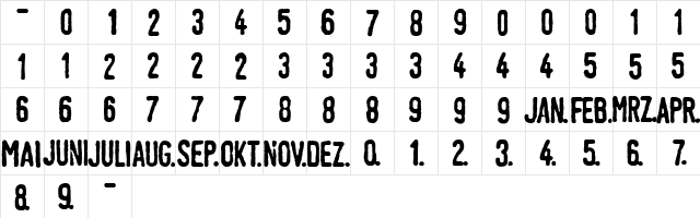 LinotypeTagesstempel Mager Regular  glyph index