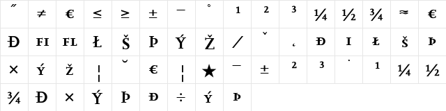 Scala Bold  glyph index