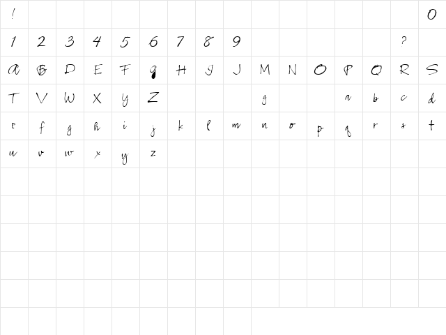Hideaway 1 Regular  glyph index