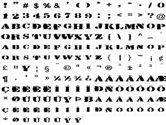 FZ UNIQUE 25 MANGLED EX Normal  glyph index