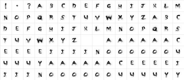 MM STROKES Regular  glyph index