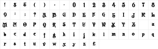 Harbor Normal  glyph index