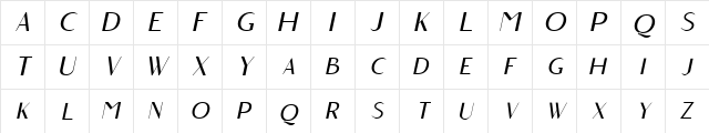 Angelic Bonques Free Sans Italic  glyph index