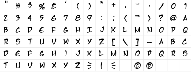 Manga Temple Regular  glyph index