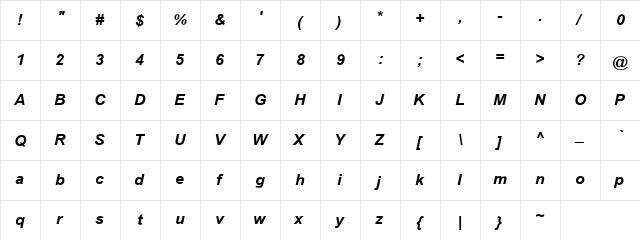 BrowalliaUPC Bold Italic  glyph index