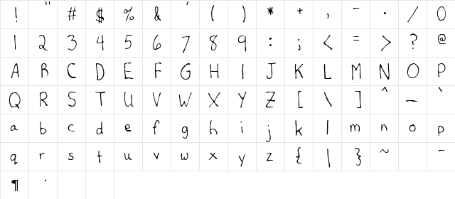 Hank Regular  glyph index