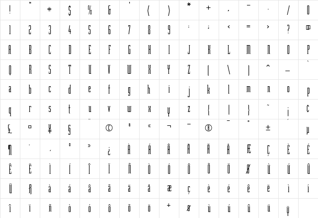 BubbaLove Regular  glyph index