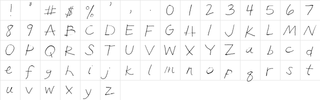 Polly Regular  glyph index