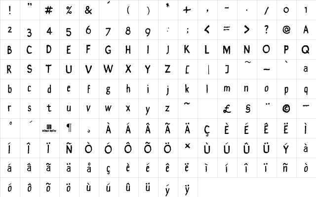 Fuzzymate Regular  glyph index