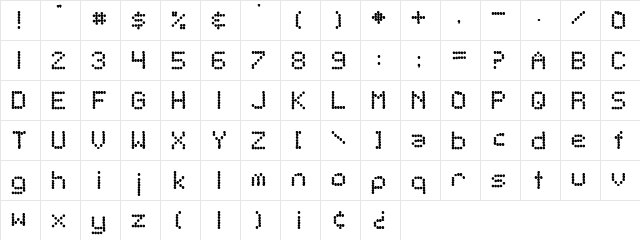 Telegraphic Bold  glyph index