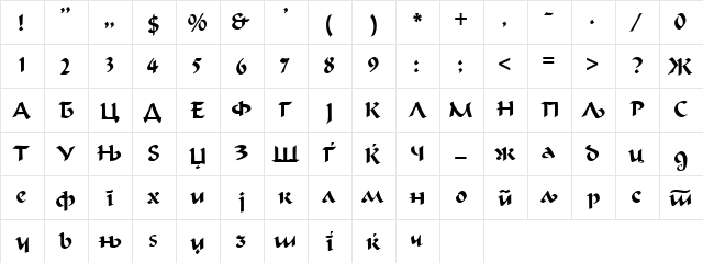 C_Mistral Normal  glyph index