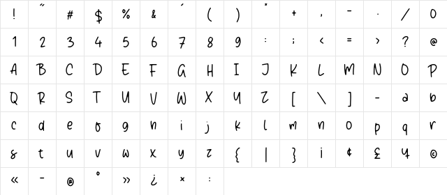 Buckley Regular  glyph index