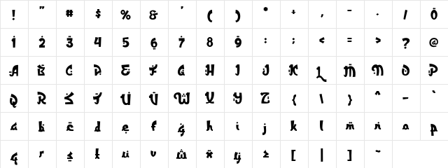 Rakhisa Regular  glyph index