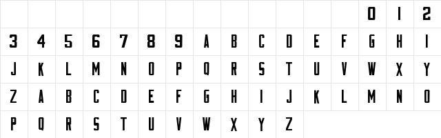 NFL Falcons Regular  glyph index