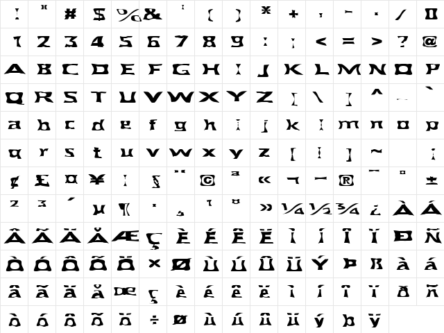 FZ WARPED 40 EX Normal  glyph index