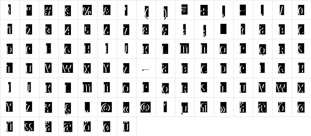 BradburysShadowPaseo Regular  glyph index