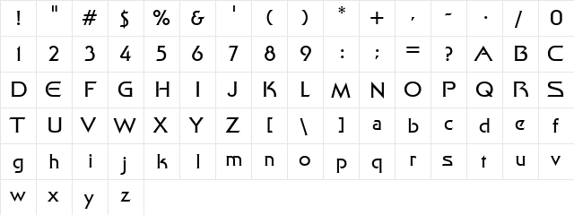 StarTrek Film BT Regular  glyph index