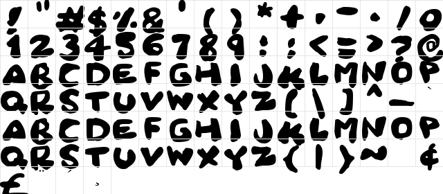 Squidgy Regular  glyph index