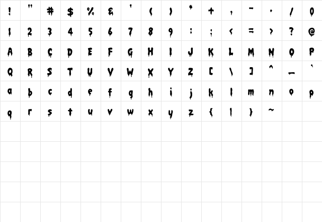 Bacon Regular  glyph index