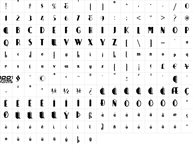 Anchor Steam NF Regular  glyph index