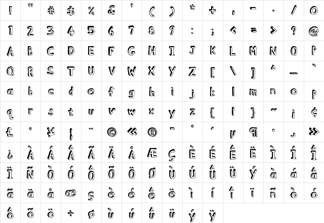 Blockhead DarkSide  glyph index