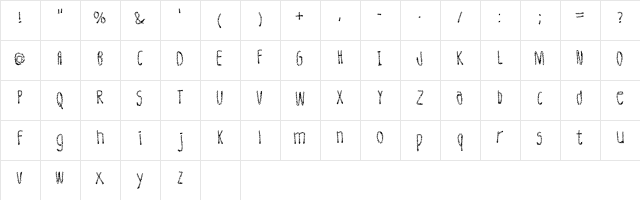 Leather Font Regular  glyph index