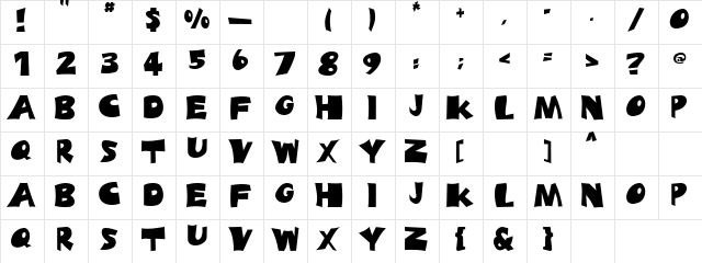 Programmy Bold Regular  glyph index