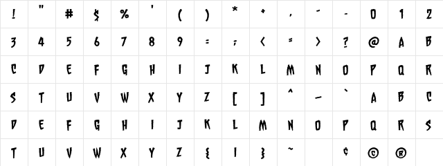 Chainsawz BB Regular  glyph index