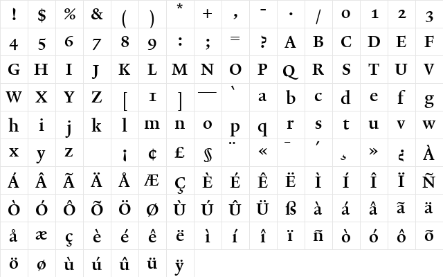 Lexicon No2 Roman C Med  glyph index