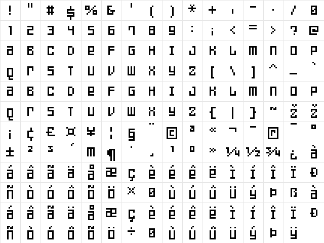 FFF Games Thin Regular  glyph index