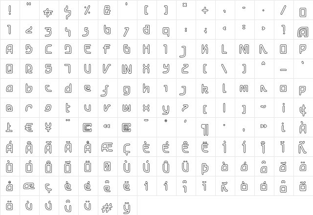 NeoTokio Two  glyph index